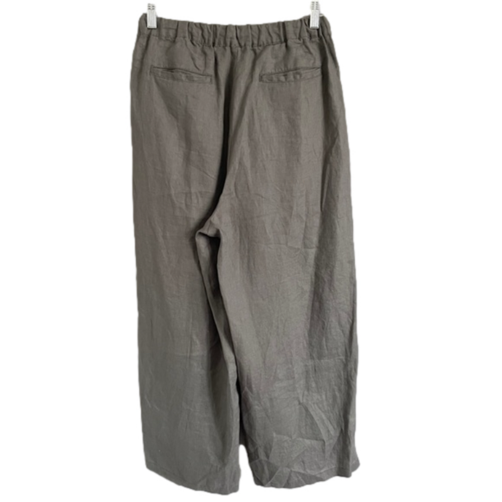 Muji Gray French Linen Wide Leg Cropped Pants - S, relaxed fit - Picture 8 of 9